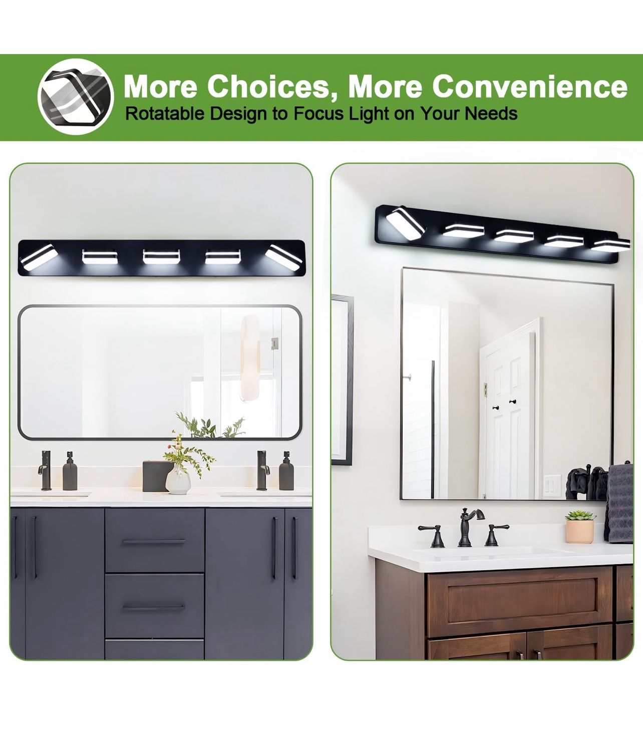 Modern Black LED Bathroom Vanity Light