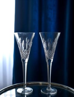 2 Vintage Waterford Celebration JOY Crystal Champagne10" Toasting Flutes Stemmed