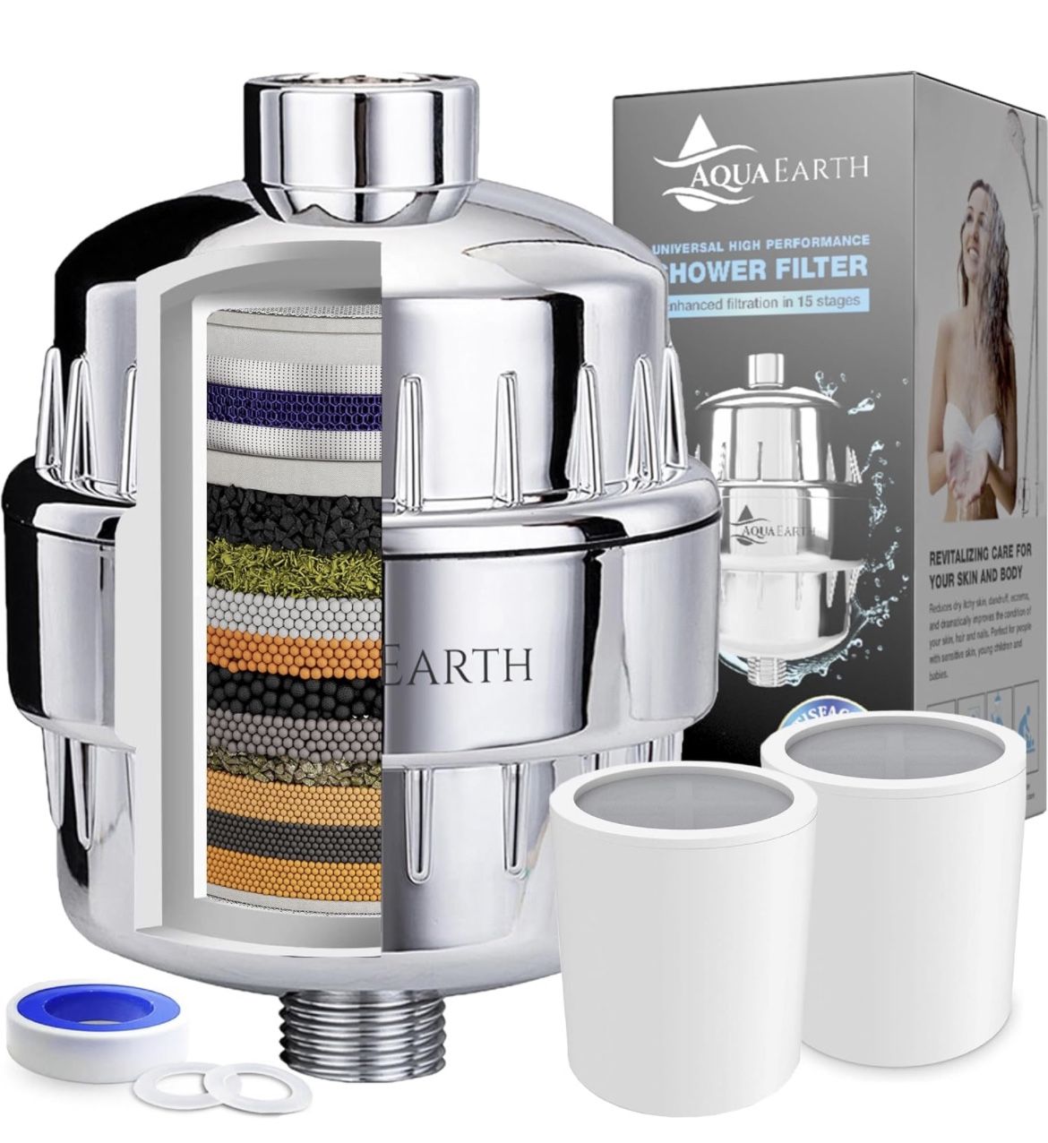 Shower Head Filter For Hard Water to Remove Chlorine Fluoride Water Softener Coconut Shell Activated Carbon Reduces Dry Itchy Skin Heavy Metals Other 