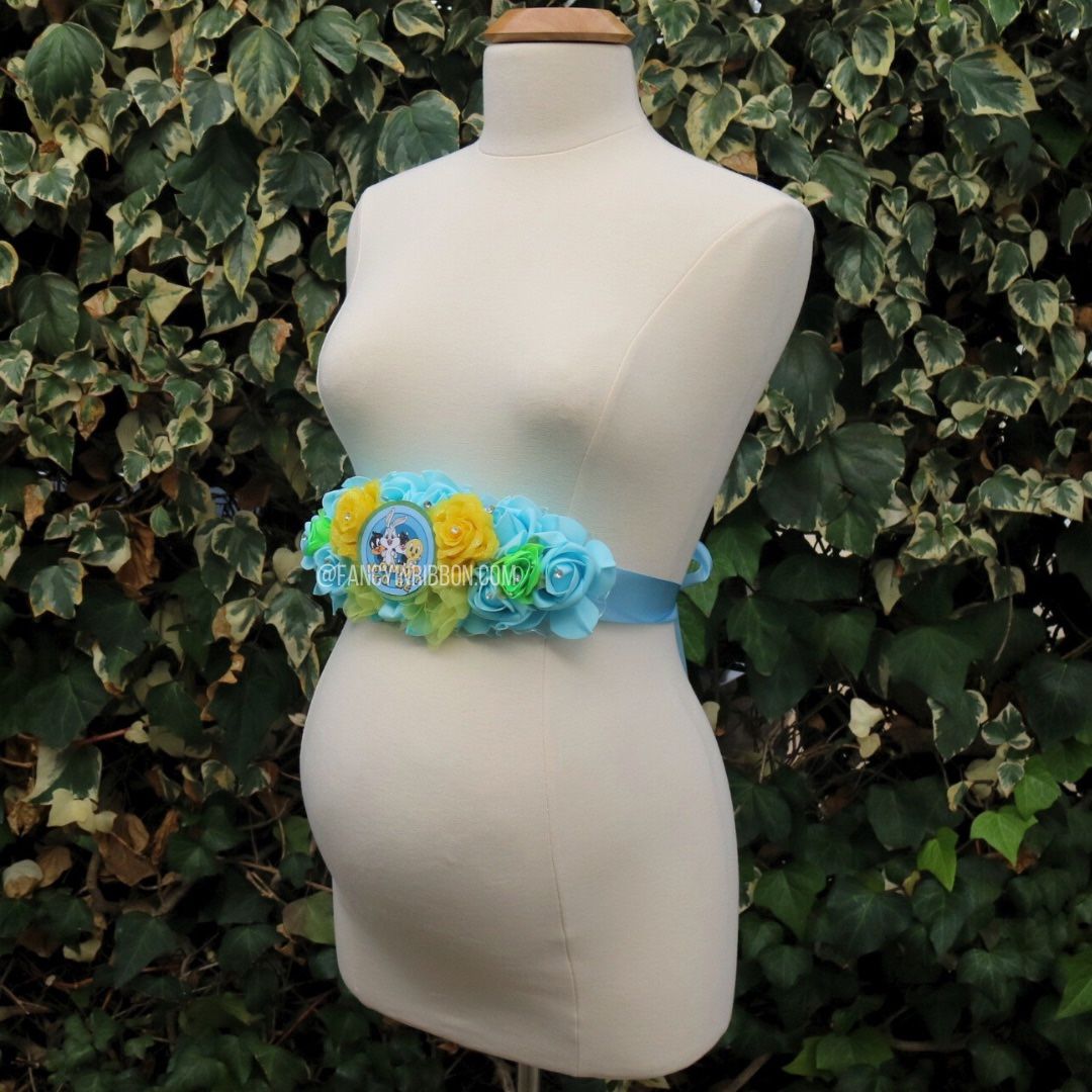 Space Jam Looney Tunes  It’s A  Baby Boy - Baby Shower Maternity Floral Belly Sash - Party Decorations