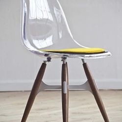 Dining Chair Acrylic Mid-Century Modern Clear Walnut
