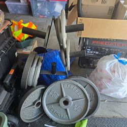 Weight set with bench and weight racks