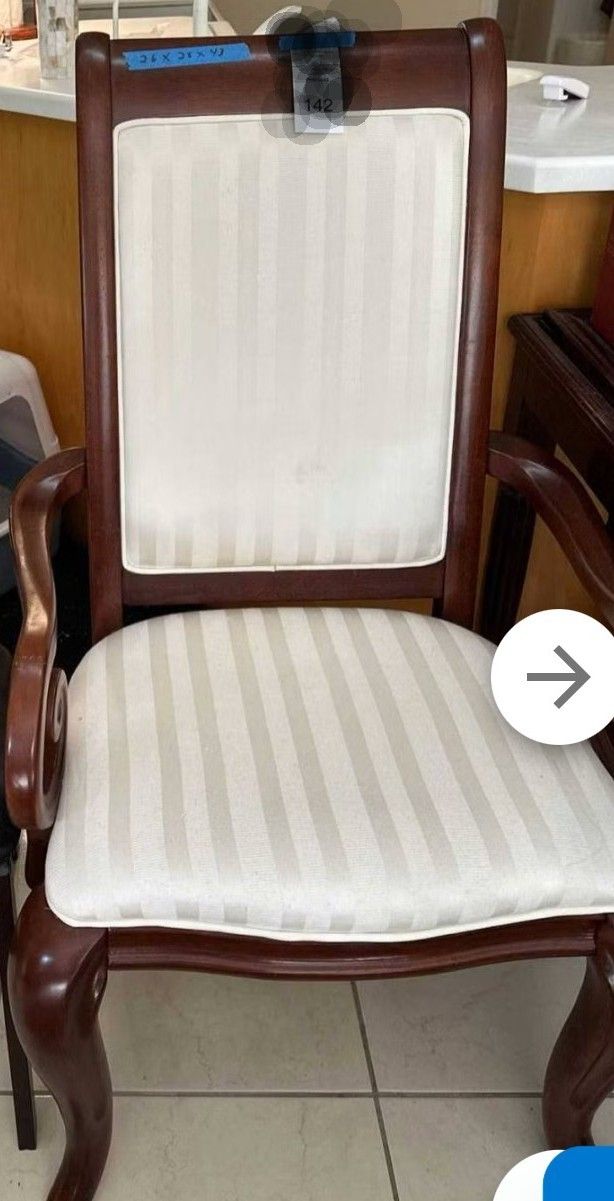 White And Cherry Wood Armchair