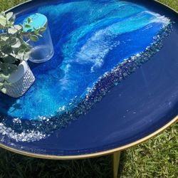 Coffee Table 35 Diameter And Side Table Combo Epoxy pier One 