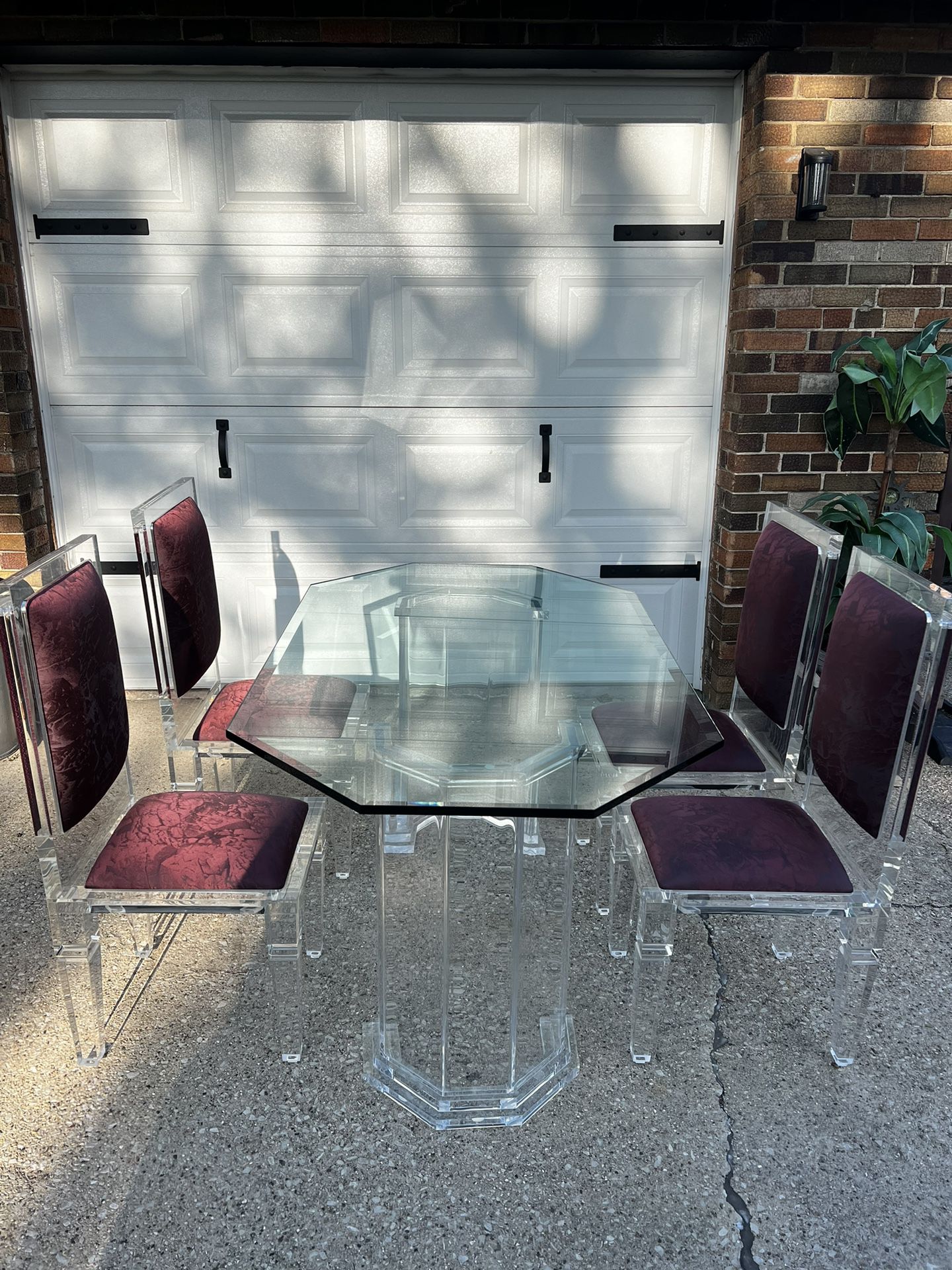 Acrylic & Glass Table & Chair Set
