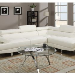 White Faux Leather Sectional Sofa 