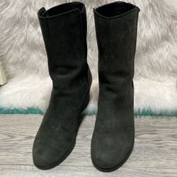 UGG Womens 8" Coraline Black Waterproof Leather Wedge Boots 1095133 size 8.5