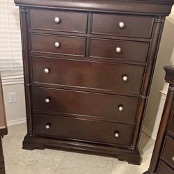 Dark Cherry Wood Tallboy Dresser – Excellent Condition
