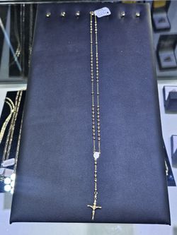 14kt Tri-Color Ball Rosary Necklace. (C-3) 20", 3mm. ASK FOR RYAN. #(contact info removed)02