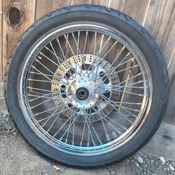 OEM Kawasaki Vulcan (contact info removed) Front Wheel Rim 19" Spoked 100/90-19 Dunlop Tire Rotor