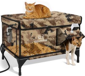 Clawsable Polyester Outdoor Heated Cat Shelter – Desert Camo (Large) 🔥 🐱 Brand: Clawsable