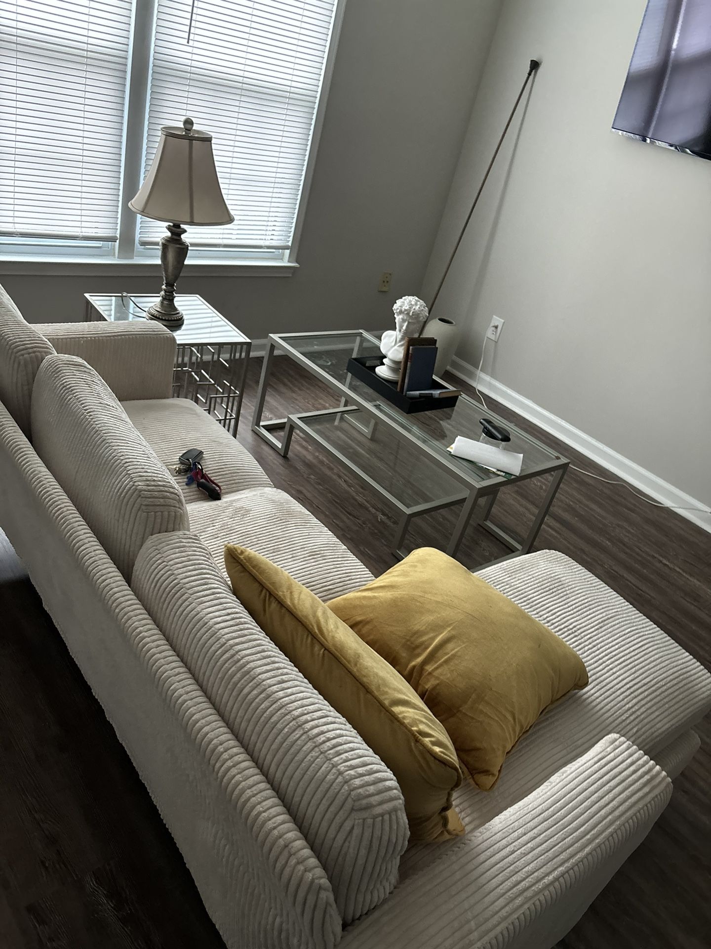 Glass Coffee Table And End Table