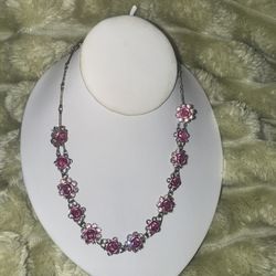Vintage Avon Necklace 18" Pink Rose Necklace -Choker with Matching Earring  