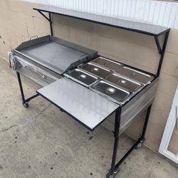Taco Cart/griddles With Warmers And Prep Table/ Planchas Nuevas Taquizas Carts/ Cattering Griddles/ Grills
