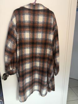 Plaid Oversized Wool-Blend Shacket Coat