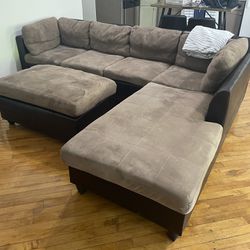 Sectional With Ottoman - Brown