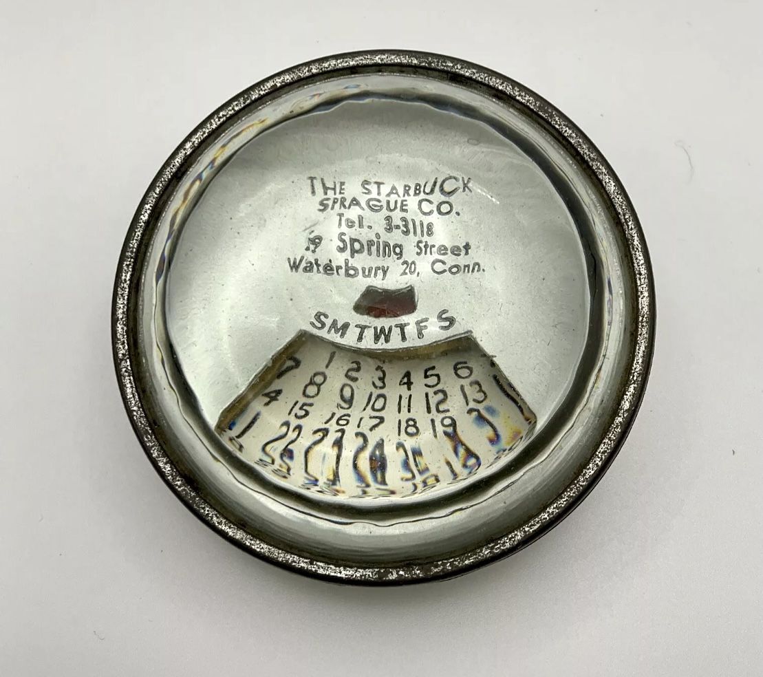 Rare Vintage 1950’s Starbuck Sprague Co. Perpetual Calendar Paperweight