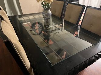 Wood & Glass Dining Table Set