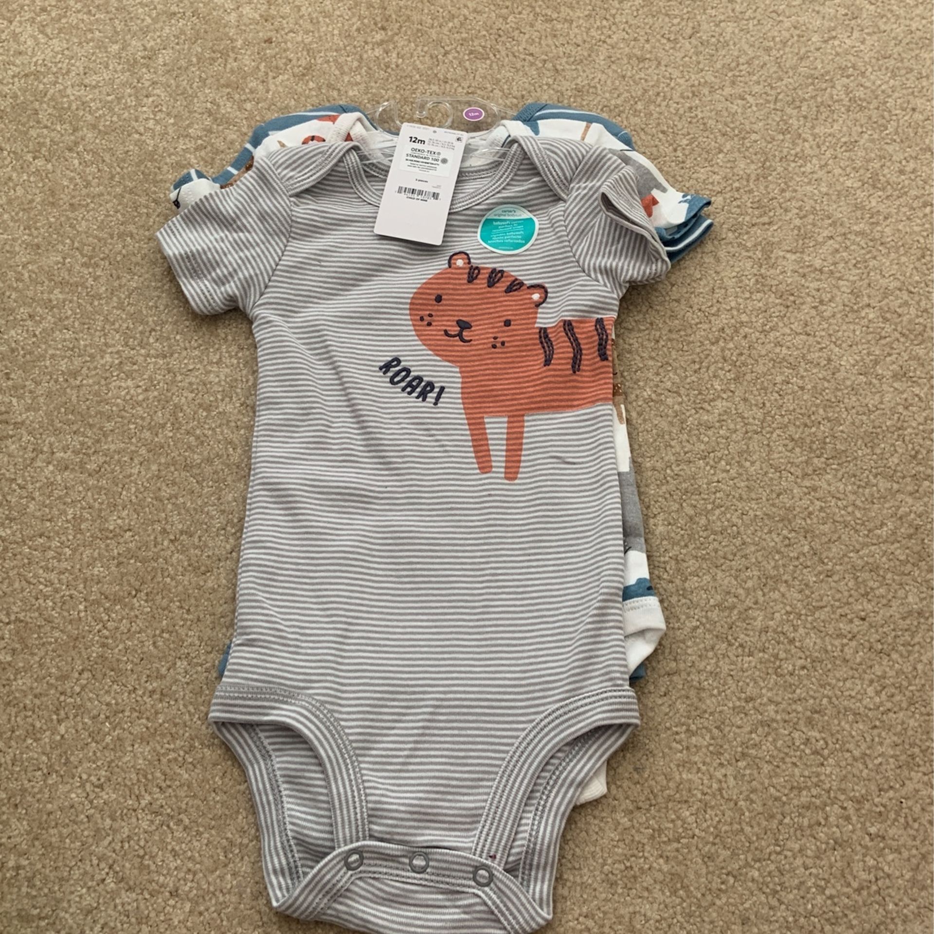 NEW Carter’s Child Of Mine Boy 12 Month Onesies, Baby Boy Onesies, Baby Boy Clothes, Zoo Animal Theme Onesie