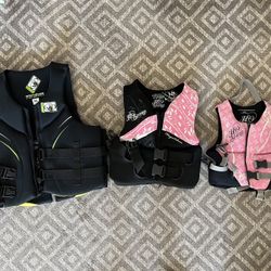 Life Vests: 1 Adult (XL), 2 Kids