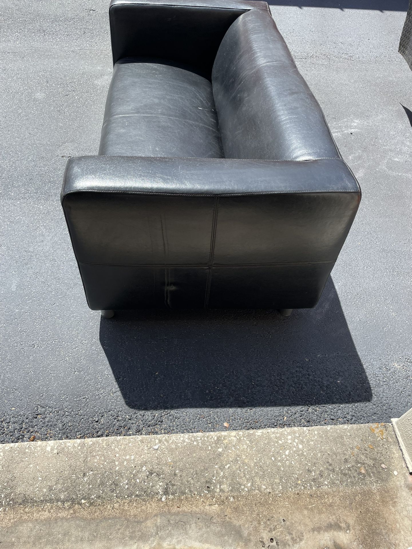 Leather Black Couch Loveseat 