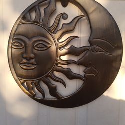 18x18 Metal Moon And Sun Wall Art.