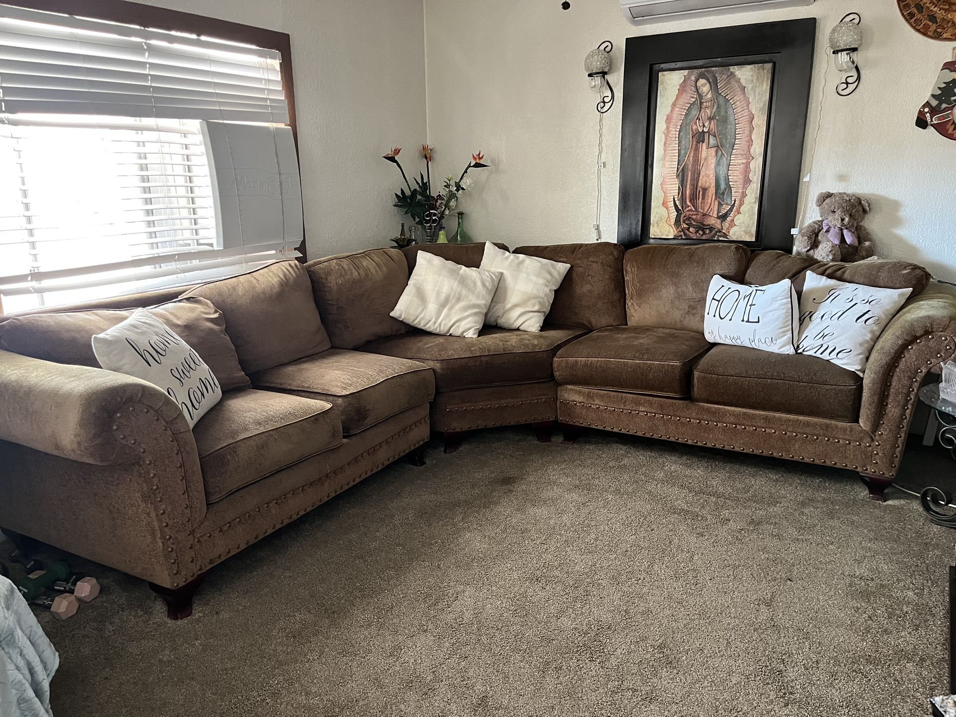 Sectional couch brown