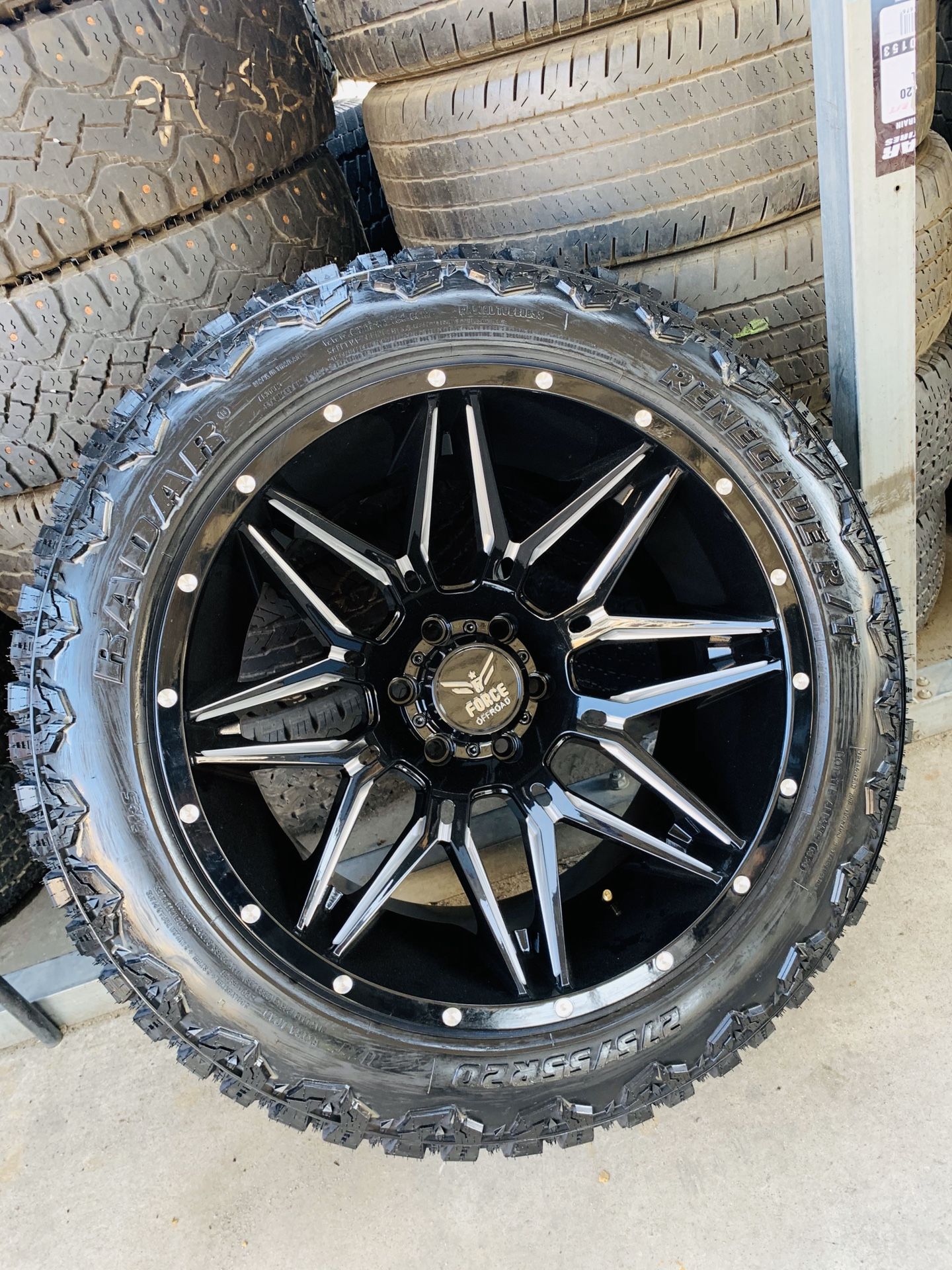 20x12 deep concave new rims and new mud tires for 6 lug Chevy gmc Toyota Nissan