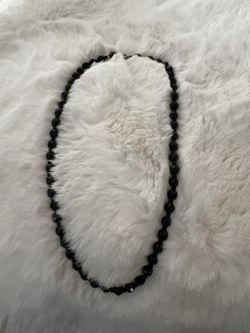 Vintage Jet Black Glass Bead Necklace