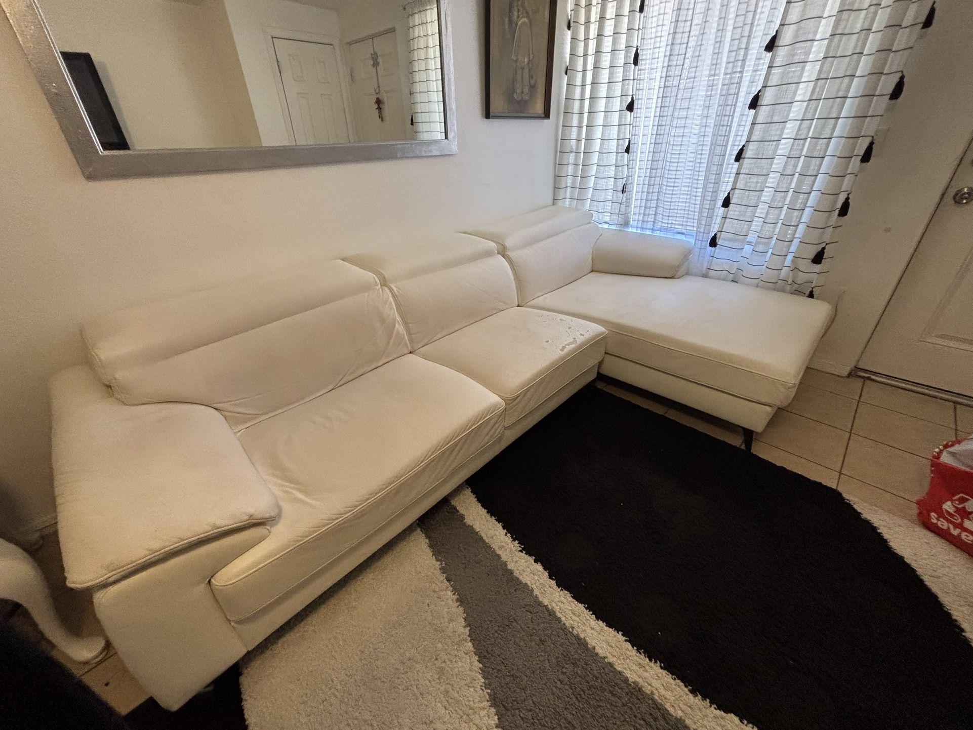 White Leather Sectional Couch
