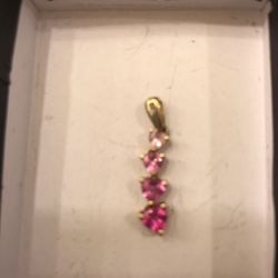 Pink topaz and Diamond pendant 10k
