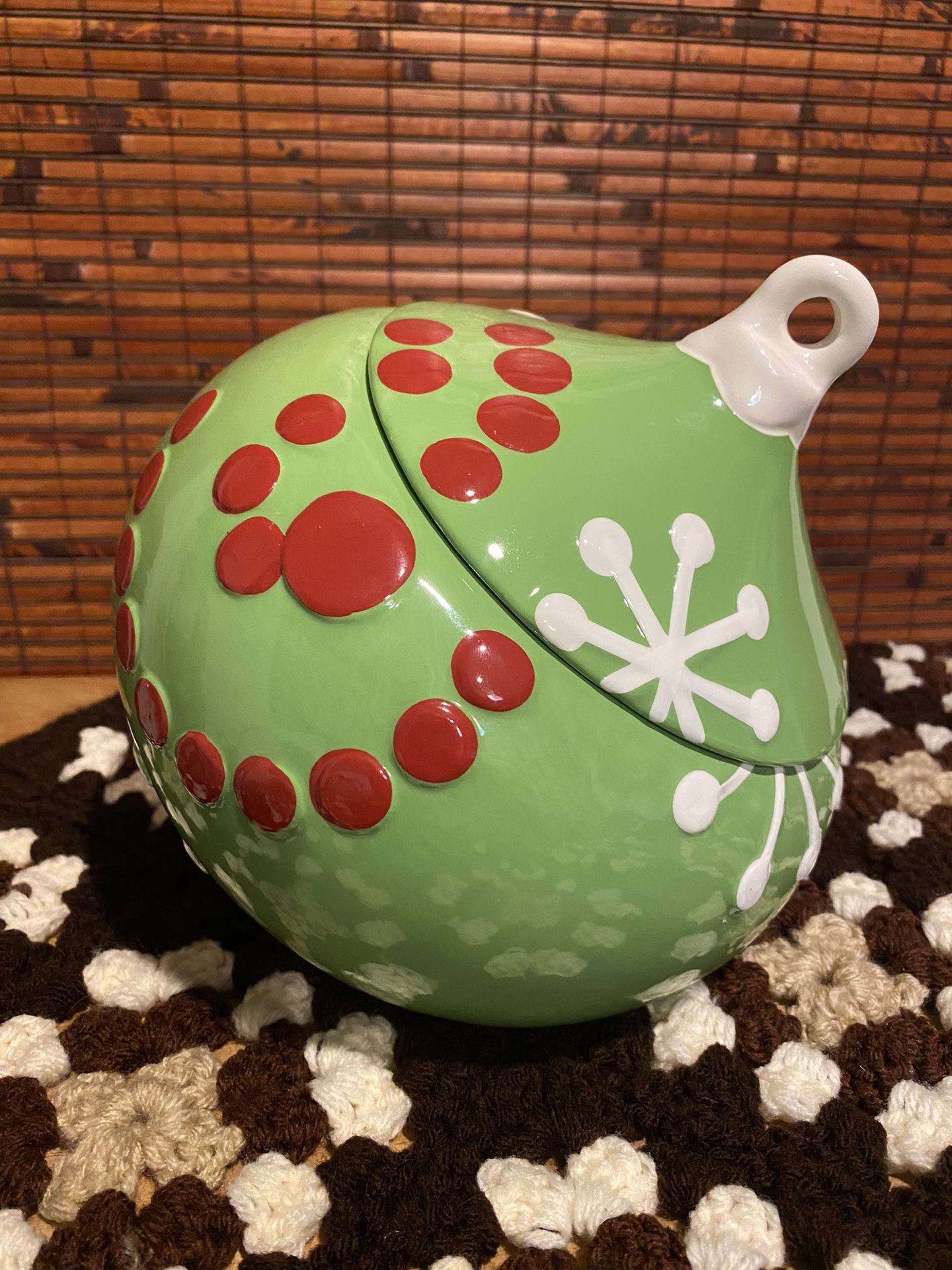Christmas Ornament Shaped Cookie Jar Holiday Kitchen Decor