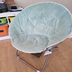 Urban Lifestyle Faux Fur Saucer Chair with Metal Frame, One Size, Mint