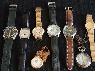 8 watches , pocket watches have new battery, all excellent condition only pick up