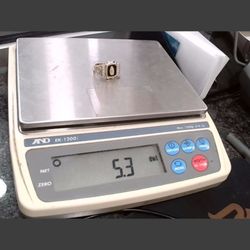 14k Gold  diamond ring with an image of the Virgin Mary