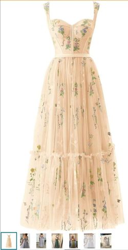 Floral Embroidered Tulle Midi Dress