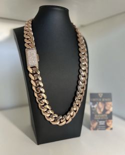 Miami Cuban Link Iced Out Diamond Clasp Rose Gold Plated Chain 20mm - 20inch 24inch | 18k & 14k