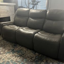 Grey leather recliner Couch