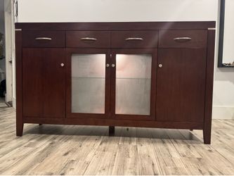 Modern cherry wood/ Sideboard cabniet with glass doors