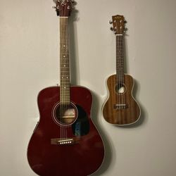 Acoustic Guitar and Ukulele (Set Or Sold Separately)