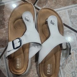 White Leather Izod Women Sandals 