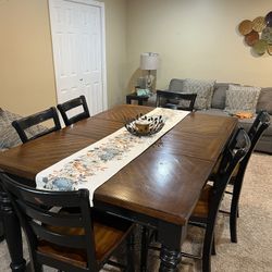 Solid Wood Table With 6 Wood Chairs