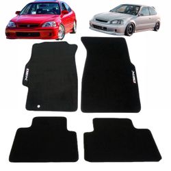 NEW Black Floor Mats with EK Logo for Honda Civic 1996 to 2000. Fits Coupe, Sedan and Hatchback.