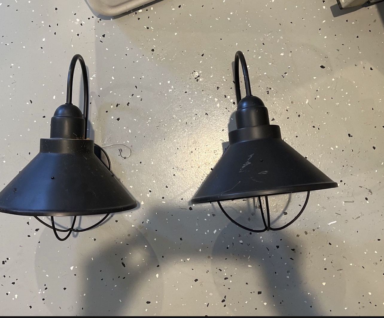 2 Black Farmhouse Lights Outside 