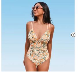sale!!Women's Floral Dual Strap Cutout Back One-Piece Swimsuit - Cupshe