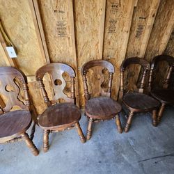 Heavy Beautiful Vintage Oak Chairs 