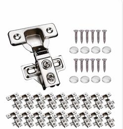 20 Pack Soft Close Cabinet Door Hinges For 1/2" Partial Overlay, 105 Degree Opening Angel, Stainless Concealed Kitchen Cabinet Hinges With Mounting Sc