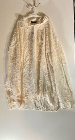 NWT SHEIN Jacquard Drop Shoulder Button Up Shirt XXL Unisex Cream