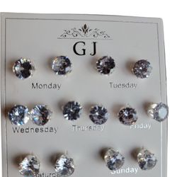 GJ 7 Pair Silver Cubic Zirconia Drops 