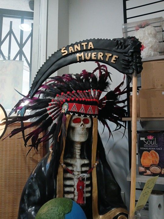 St. Muerte Con Panacho Y Rosario